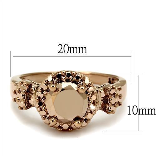 3W1193 - IP Rose Gold(Ion Plating) Brass Ring with AAA Grade CZ in Metallic Light Gold