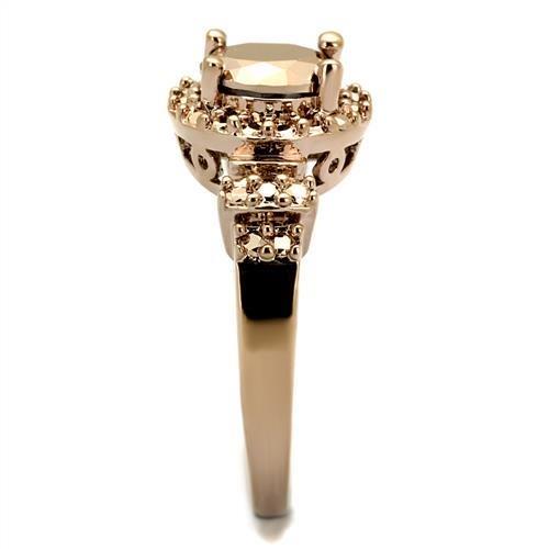 3W1193 - IP Rose Gold(Ion Plating) Brass Ring with AAA Grade CZ in Metallic Light Gold