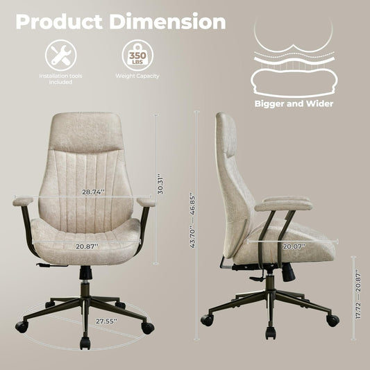 Ergonomic Home Office Chair With Lumbar Support Beige