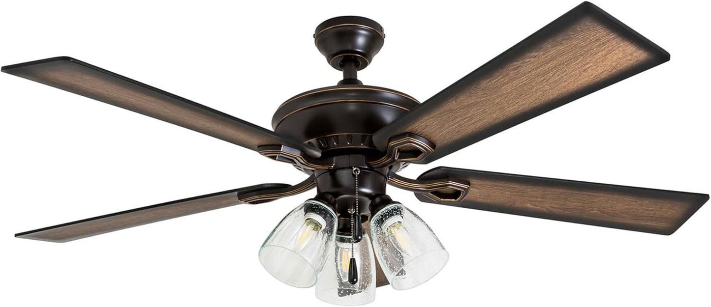 52 Inch Farmhouse LED Ceiling Fan Oil Rubbed Bronze