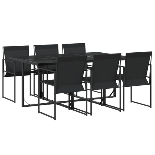 vidaXL Patio Dining Set Table and Chair Garden Outdoor Furniture Black Textilene-2
