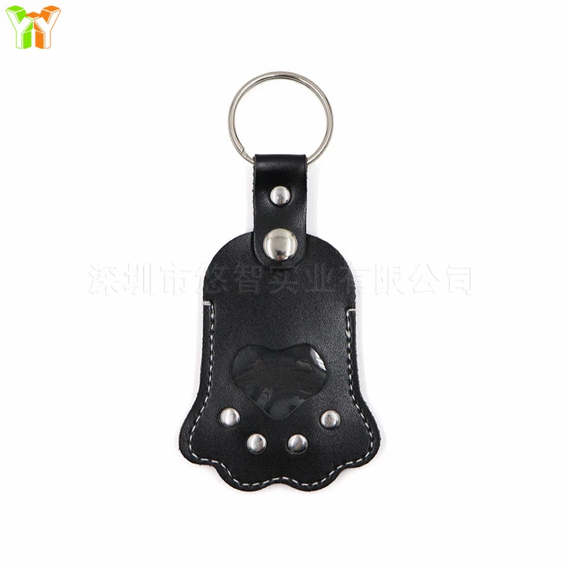 Memorial Leather Pet Hair Storage Bag Cat Paw Keychain Multifunctional Portable Keychain