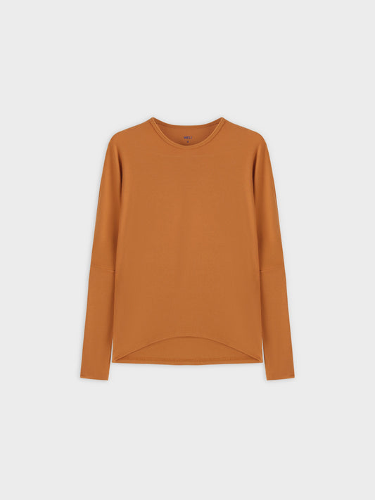 Crew Ribbed Dolman-Cognac