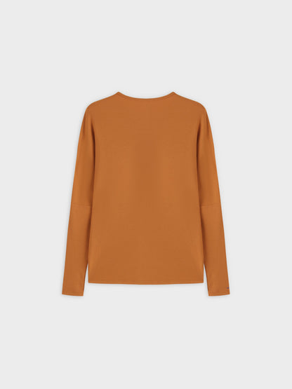 Crew Ribbed Dolman-Cognac