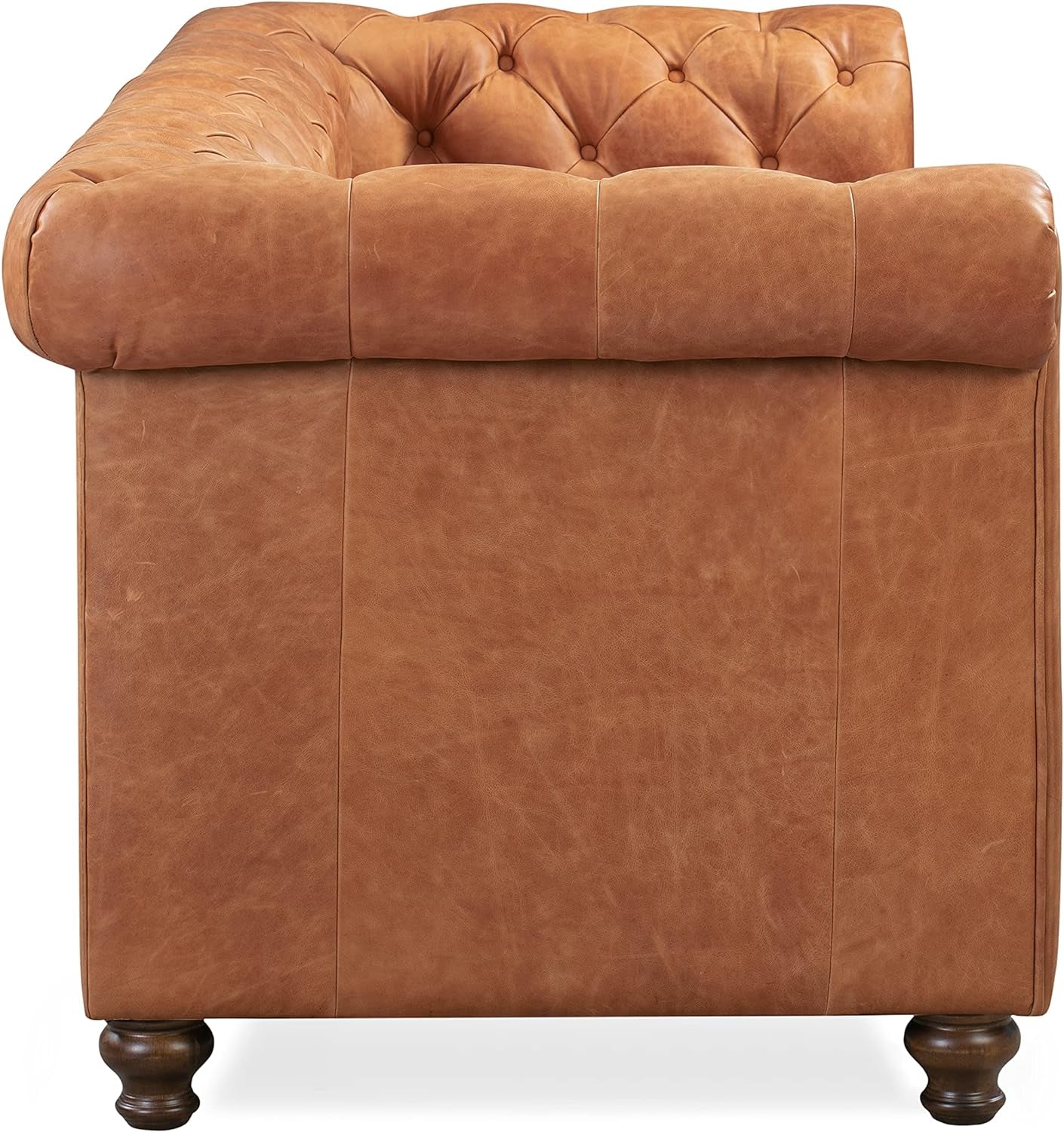 Lyon 87.4 Inch Cognac Tan Sofa Full Grain Leather Finish