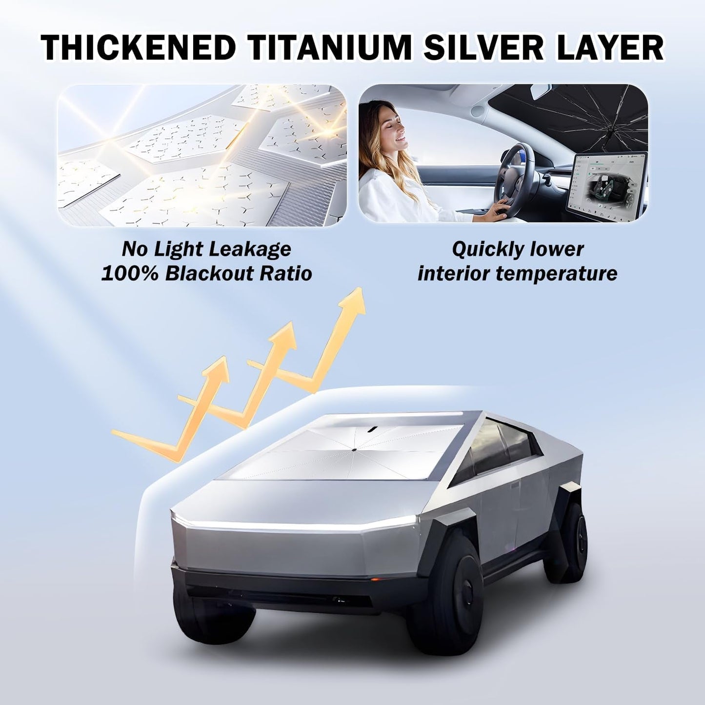 Tesla Cybertruck Sunshade Umbrella Custom Fit UV Blackout