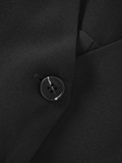 Button Down Crepe Vest-Black