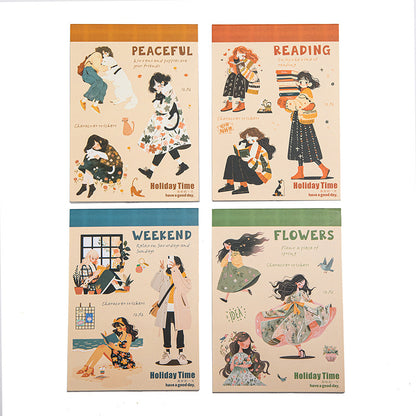 Beautiful Day Double Material Character Landscape Sticker Book