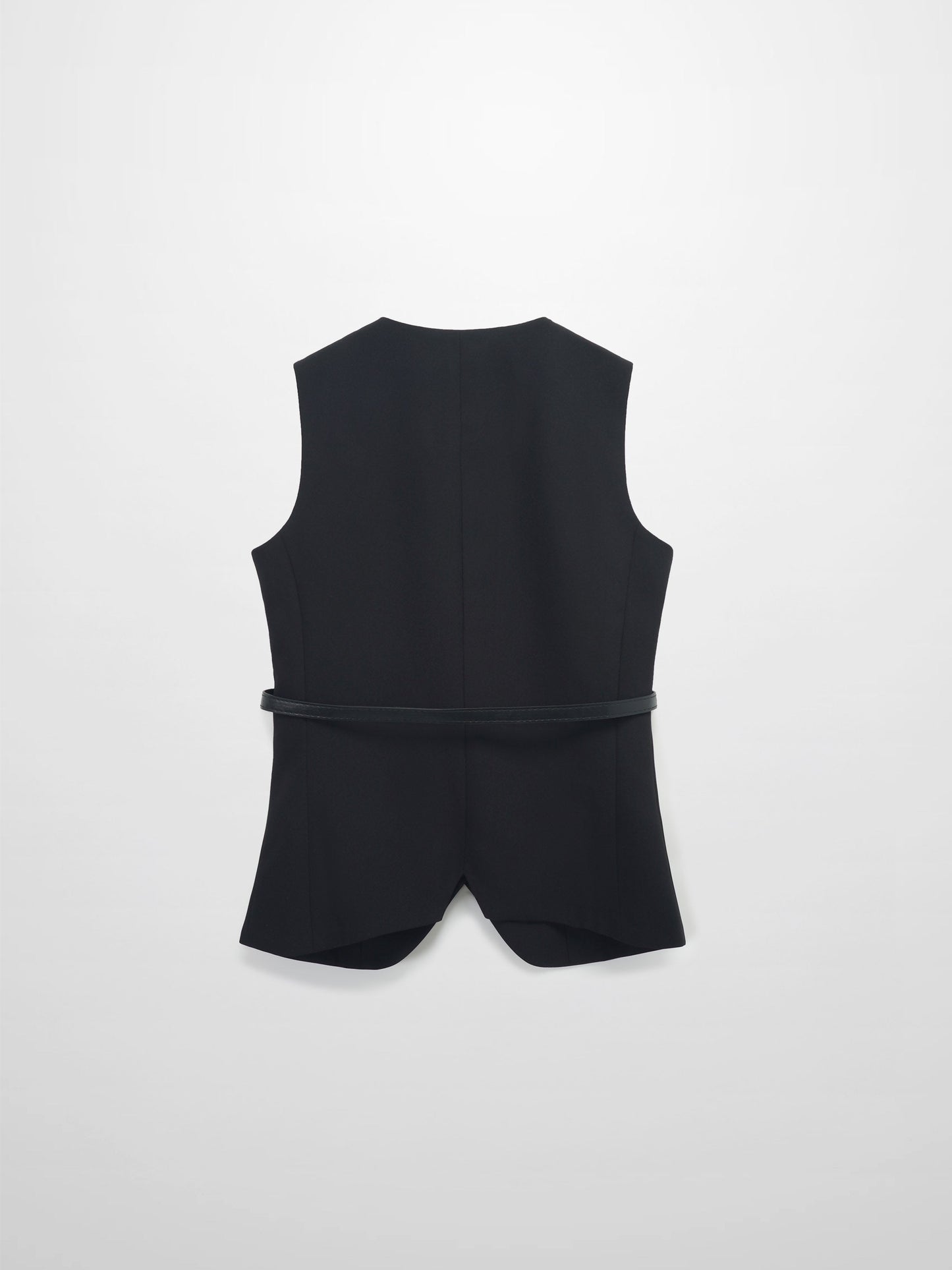 Button Down Crepe Vest-Black