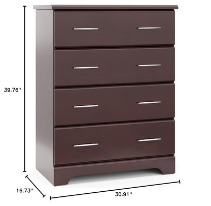 Brookside Espresso 4 Drawer Dresser GREENGUARD Gold