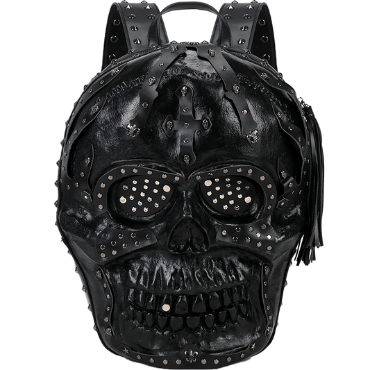 3D Backpack 3D  PU Leather Skull Studded Backpack