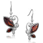 Rhodium Brass Earrings with AAA Grade CZ  in Garnet