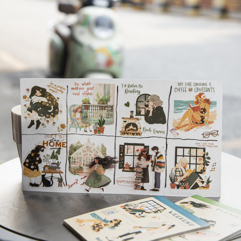 Beautiful Day Double Material Character Landscape Sticker Book