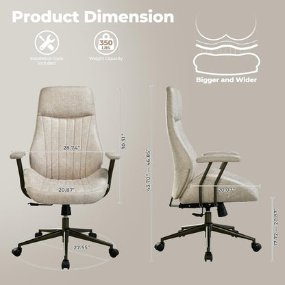 Ergonomic Home Office Chair With Lumbar Support Beige