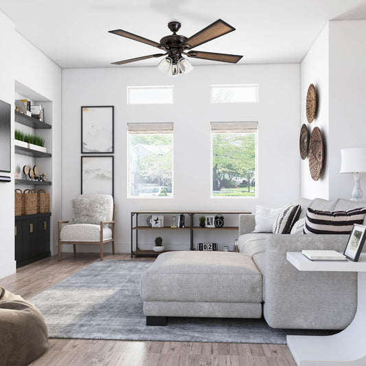 52 Inch Farmhouse LED Ceiling Fan Oil Rubbed Bronze