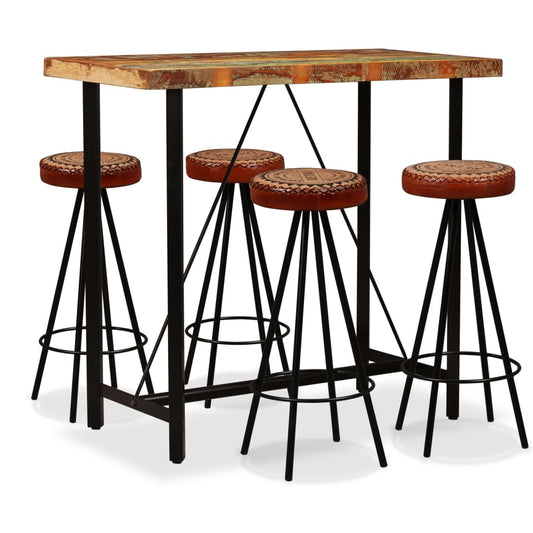 vidaXL Bar Set 3/5/7/9 Piece Solid Reclaimed Wood Table Stool Bistro Seating-0