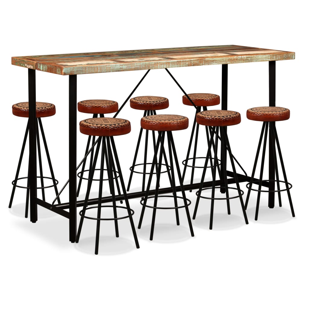 vidaXL Bar Set 3/5/7/9 Piece Solid Reclaimed Wood Table Stool Bistro Seating-6