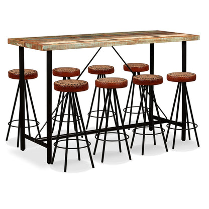 vidaXL Bar Set 3/5/7/9 Piece Solid Reclaimed Wood Table Stool Bistro Seating-6