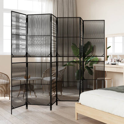 vidaXL Room Divider 6 Panels Black Poly Rattan-2
