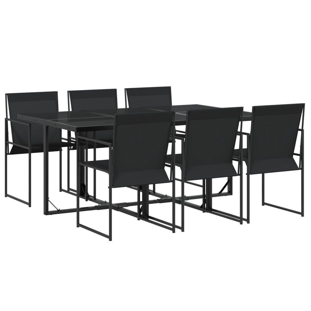 vidaXL Patio Dining Set Table and Chair Garden Outdoor Furniture Black Textilene-2