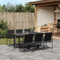 vidaXL Patio Dining Set Table and Chair Garden Outdoor Furniture Black Textilene-5