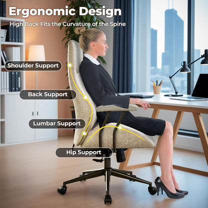 Ergonomic Home Office Chair With Lumbar Support Beige