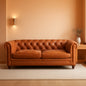 Lyon 87.4 Inch Cognac Tan Sofa Full Grain Leather Finish
