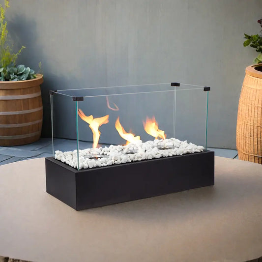 Rectangular Large Tabletop Fire Pit 18''L Portable Tabletop Fireplace