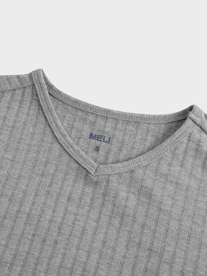 Ribbed High V Bomber-Grey