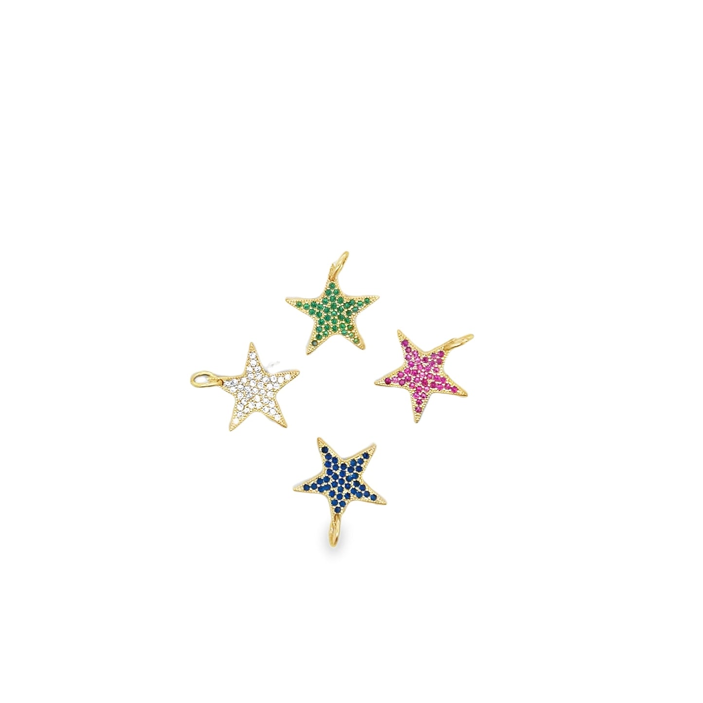 18K Gold Filled Star Pendant with Micro Pave Cubic Zirconia CZ Stone