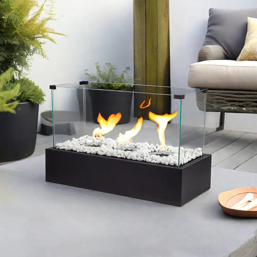 Rectangular Large Tabletop Fire Pit 18''L Portable Tabletop Fireplace