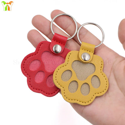Memorial Leather Pet Hair Storage Bag Cat Paw Keychain Multifunctional Portable Keychain