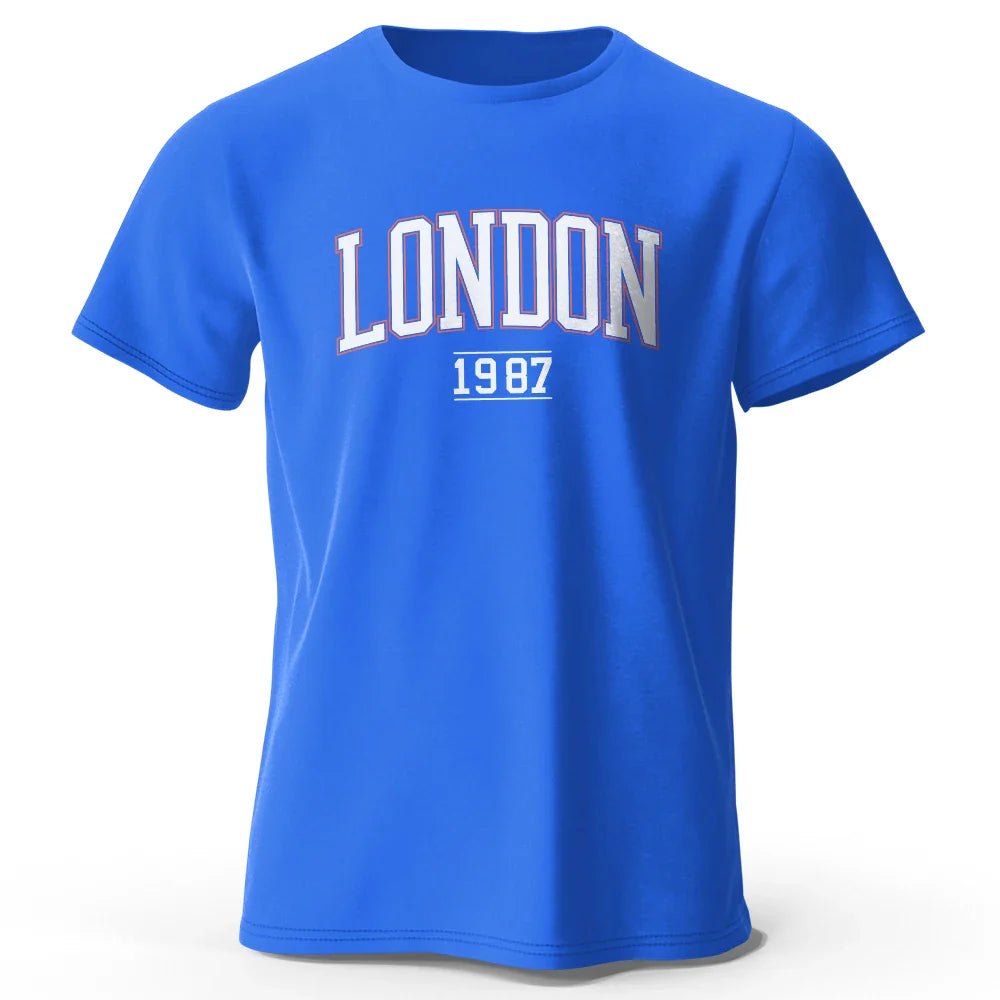 T-Shirt Londres 1987 Vintage Sport - 100% Coton Surdimensionné