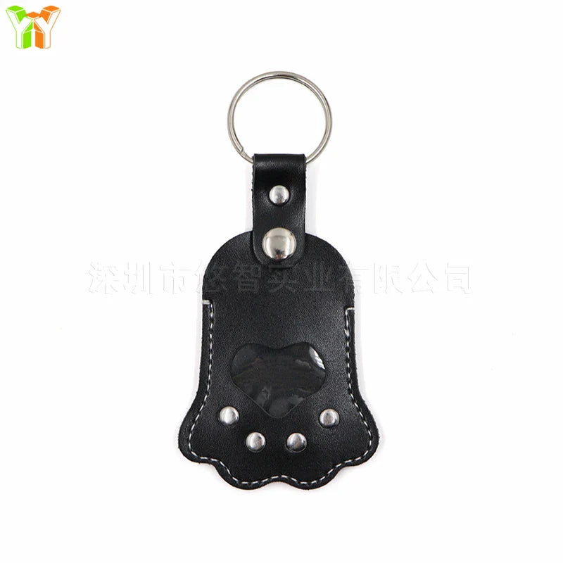 Memorial Leather Pet Hair Storage Bag Cat Paw Keychain Multifunctional Portable Keychain