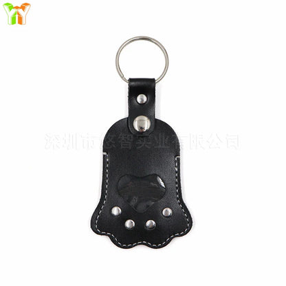 Memorial Leather Pet Hair Storage Bag Cat Paw Keychain Multifunctional Portable Keychain