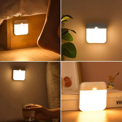 Wireless Motion Sensor LED Night Light - USB Rechargeable Wall Lamp
