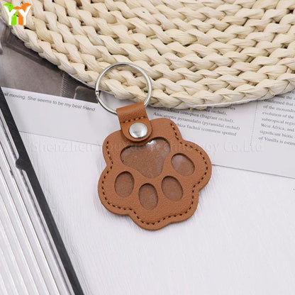 Memorial Leather Pet Hair Storage Bag Cat Paw Keychain Multifunctional Portable Keychain