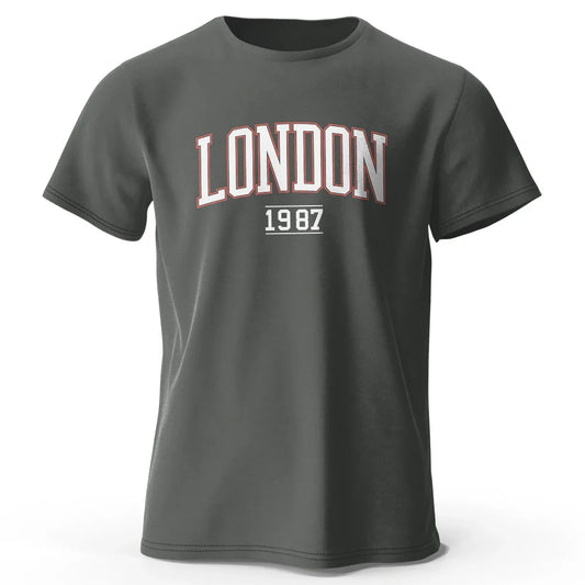 T-Shirt Londres 1987 Vintage Sport - 100% Coton Surdimensionné