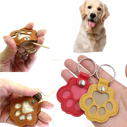 Memorial Leather Pet Hair Storage Bag Cat Paw Keychain Multifunctional Portable Keychain