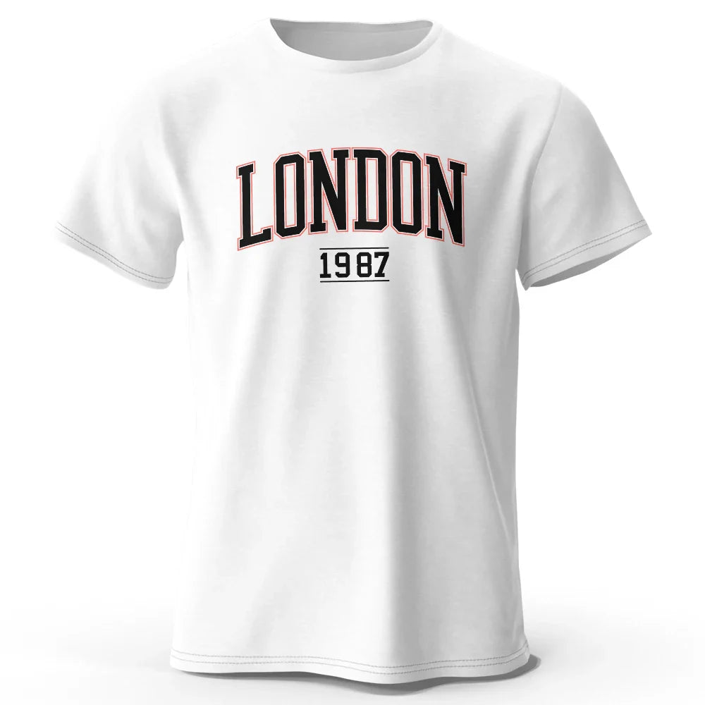 T-Shirt Londres 1987 Vintage Sport - 100% Coton Surdimensionné