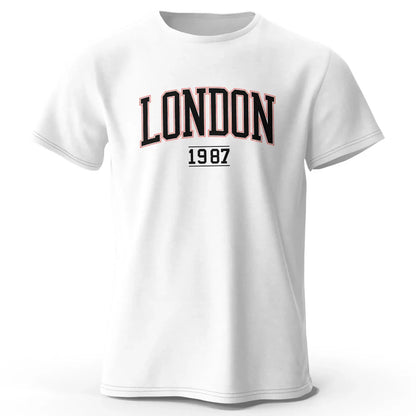 T-Shirt Londres 1987 Vintage Sport - 100% Coton Surdimensionné