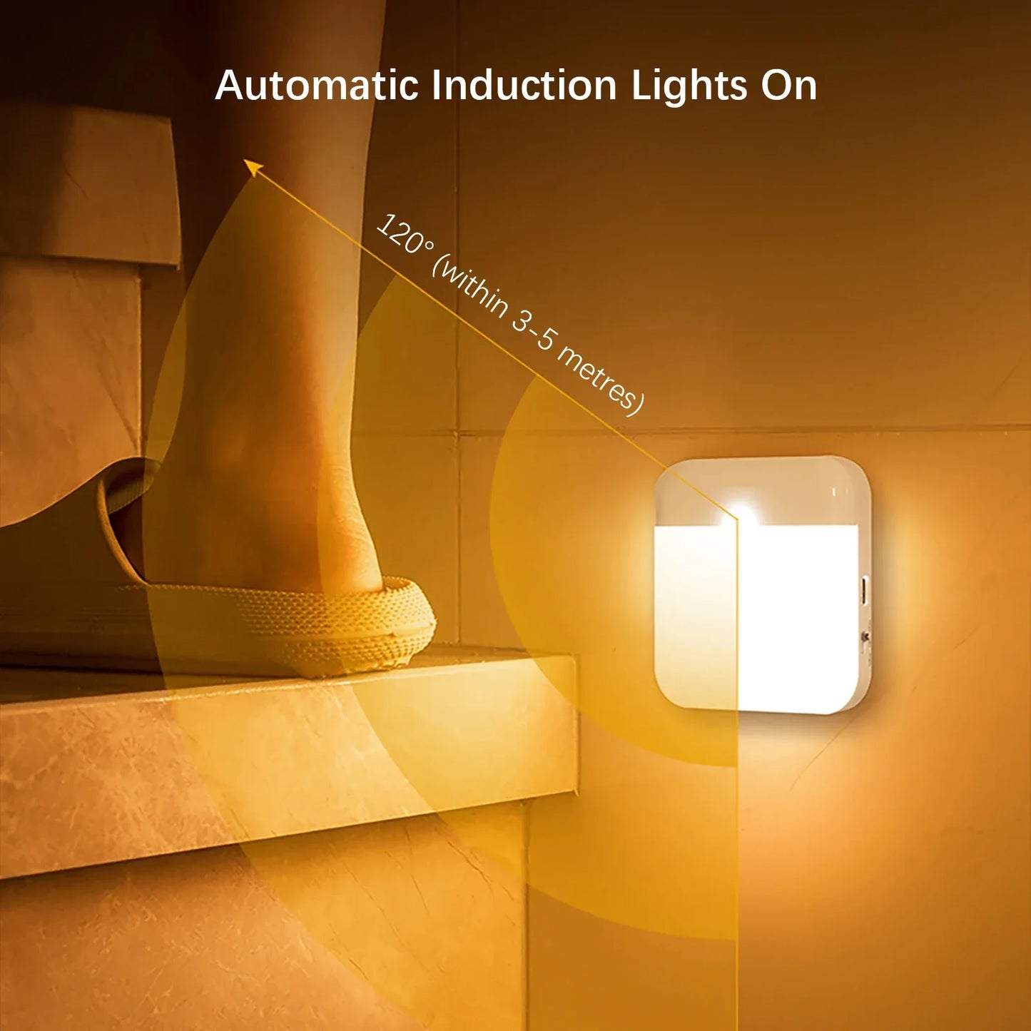 Wireless Motion Sensor LED Night Light - USB Rechargeable Wall Lamp