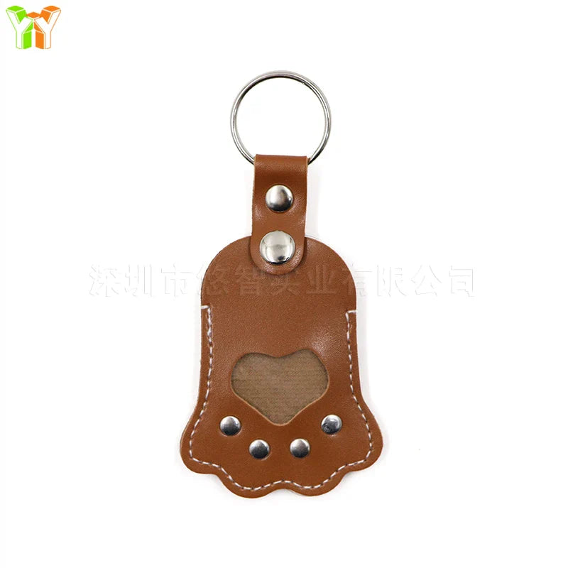 Memorial Leather Pet Hair Storage Bag Cat Paw Keychain Multifunctional Portable Keychain