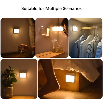 Wireless Motion Sensor LED Night Light - USB Rechargeable Wall Lamp