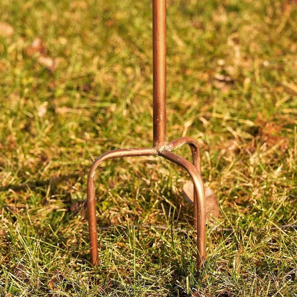 Outdoor Powder Coated Iron Birdhouse with 3-Prong Garden Stake in Copper Finish-1