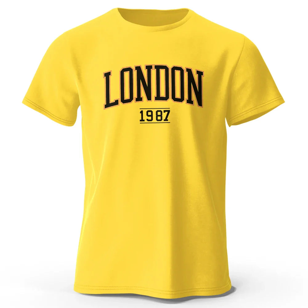 T-Shirt Londres 1987 Vintage Sport - 100% Coton Surdimensionné