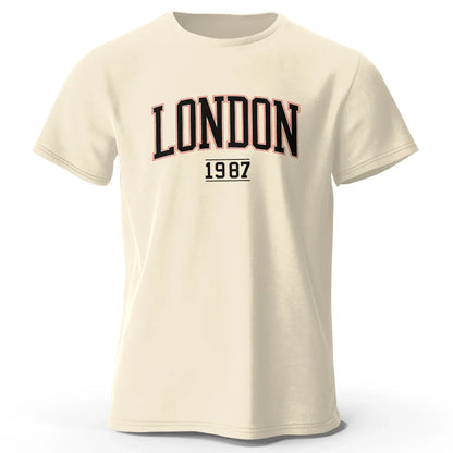 T-Shirt Londres 1987 Vintage Sport - 100% Coton Surdimensionné