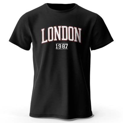 T-Shirt Londres 1987 Vintage Sport - 100% Coton Surdimensionné
