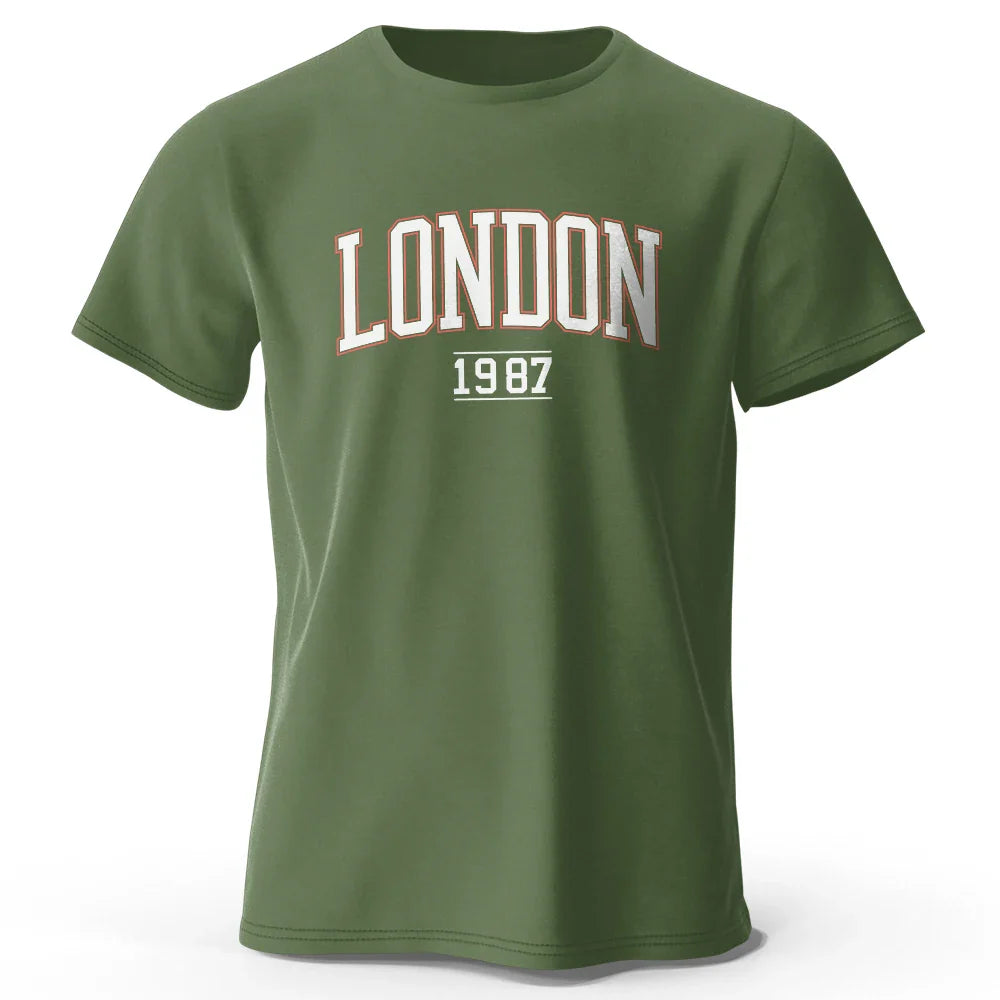 T-Shirt Londres 1987 Vintage Sport - 100% Coton Surdimensionné
