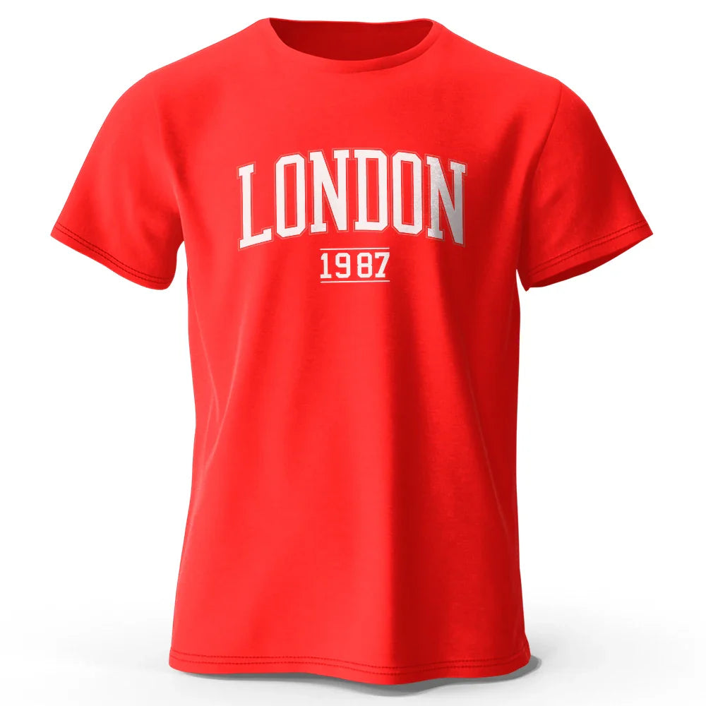 T-Shirt Londres 1987 Vintage Sport - 100% Coton Surdimensionné